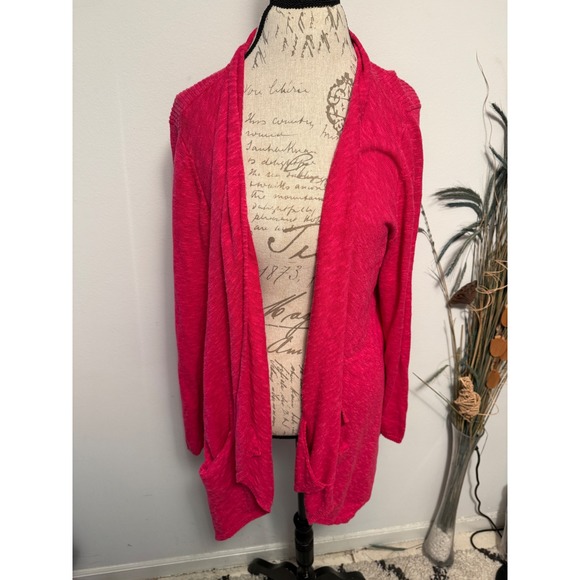 Eileen Fisher Linen Cotton Open Front Cardigan Sweater Womens 2X Pockets flaw - Picture 1 of 5